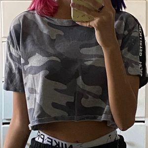 Gray & Black camo crop top